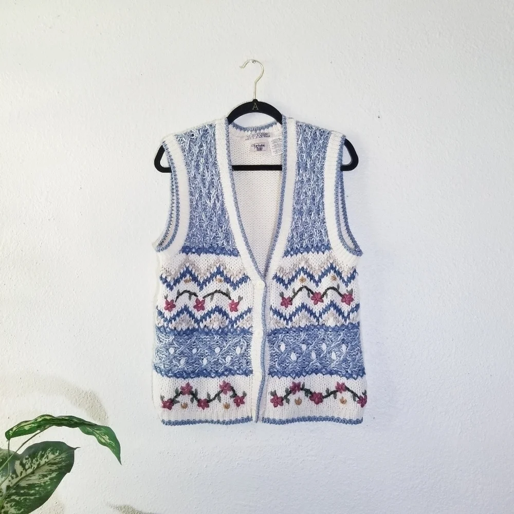 HUNTINGTON RIDGE Vintage Handknitted Cottagecore Vest S
